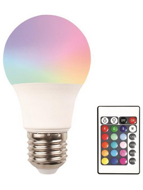 Λαμπα led 9w ε27 Rgbw με Τηλεχειριστηριο 220-240v