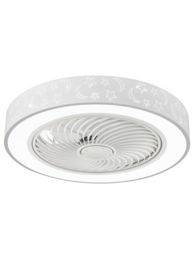 Ανεμιστηρας Πλαφονιερα Οροφης Παιδικος Λευκος-Γκρι φ50 15w dc Μοτερ με led φωσ 41w και Κοντρολ