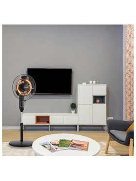 Ανεμιστηρας Ορθοστατης φ40 35w και Θερμαντικο 2000w Μαυρος 2 σε 1