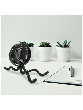 Ανεμιστηρας Γραφειου Μαυρος φ12 5w Ευκαμπτο Τριποδο Επαναφορτιζομενος