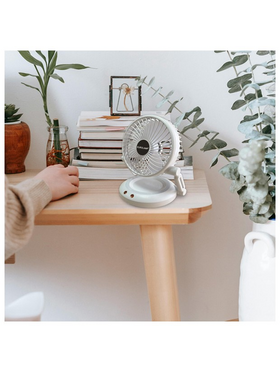 Ανεμιστηρας Γραφειου-Επιτοιχος  Αναδιπλουμενος Επαναφορτιζομενος με led φωσ και Περιστροφη φ16 Λευκος