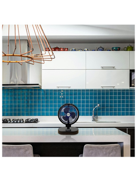 Ανεμιστηρας Γραφειου Επαναφορτιζομενος 360° με led φωσ φ16 Μαυρος