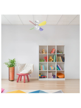 Ανεμιστηρας-Φωτιστικο φ42 με 4 Λευκες και 4 Χρωματιστες Φτερωτες 22w Βιδωτος σε ε27