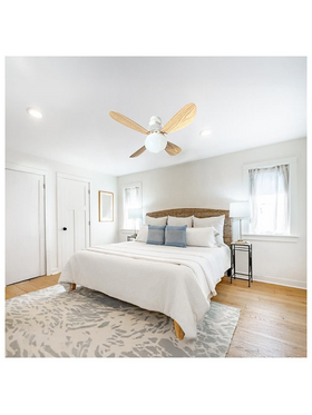 Ανεμιστηρας-Φωτιστικο φ42 με 4 Λευκες και 4 Χρωμα Ξυλου Φτερωτες 22w Βιδωτος σε ε27