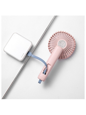Ανεμιστηρας Χειρος Επαναφορτιζομενος με usb και Περιστροφη 180° φ9 ροζ
