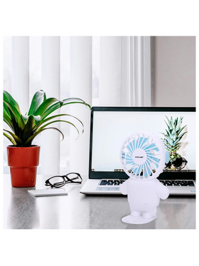 Ανεμιστηρας Χειρος Επαναφορτιζομενος με usb φ8 Λευκο-Μπλε