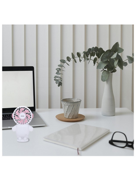 Ανεμιστηρας Χειρος Επαναφορτιζομενος με usb φ8 Λευκο-ροζ