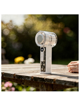 Ανεμιστηρας Χειρος με Επιφανεια Ψυξης Επαναφορτιζομενος φ6 Λευκο-Διαφανο