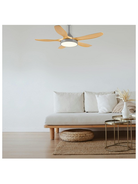 Ανεμιστηρας Οροφης Γκρι και Ξυλο με led φωσ και Κοντρολ Φ137 dc 55w