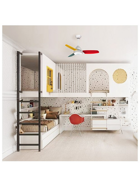 Ανεμιστηρας Οροφης Λευκος με led φωσ 3 Λευκες και 3 Χρωματιστες Φτερωτες και Κοντρολ Φ107 dc 35w