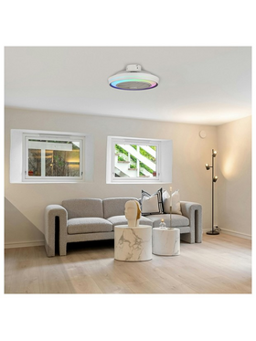 Ανεμιστηρας Πλαφονιερα Οροφης Λευκος-Γκρι rgb φ51 dc 20w