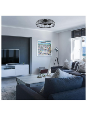 Ανεμιστηρας Πλαφονιερα Οροφης φ79 Μαυρος 28w dc Μοτερ με led φωσ 60w και Κοντρολ