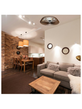 Ανεμιστηρας Πλαφονιερα Οροφης φ63 Καφε 4xe27 με Κοντρολ 20w dc Μοτερ