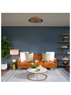 Ανεμιστηρας Πλαφονιερα Οροφης φ63 Ανοιχτο Καφε Πλεκτο 20w dc Μοτερ με led φωσ 60w και Κοντρολ