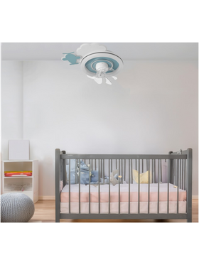 Ανεμιστηρας Οροφης Παιδικος Αεροπλανακι Μπλε 15w με led φωσ 65w και Κοντρολ