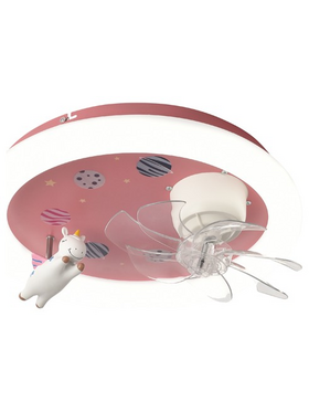 Ανεμιστηρας Οροφης Παιδικος Μονοκερος ροζ 15w με led φωσ 48w και Κοντρολ