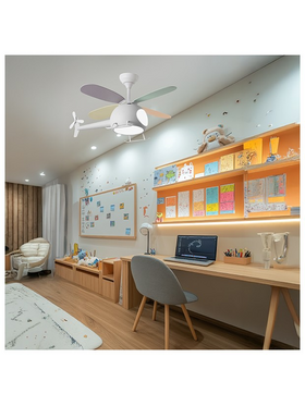 Ανεμιστηρας Οροφης Παιδικος Ελικοπτερακι Λευκος 29w με led φωσ 48w και Κοντρολ