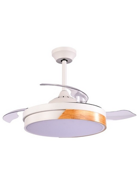 Ανεμιστηρας Οροφης Λευκος με Ανοιγοκλειομενες Φτερωτες Φ107 Ηχειο Bluetooth led φωσ και Κοντρολ  32w dc Moteρ