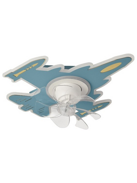 Ανεμιστηρας Οροφης Παιδικος Αεροπλανο Μπλε 24w με led φωσ 63w και Κοντρολ