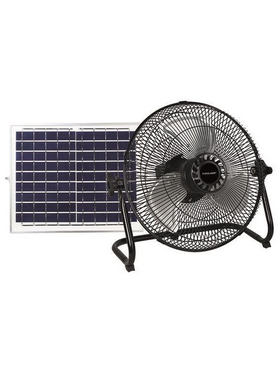 Ανεμιστηρας Δαπεδου Μεταλλικος φ37 15w Επαναφορτιζομενος με Ηλιακο Πανελ