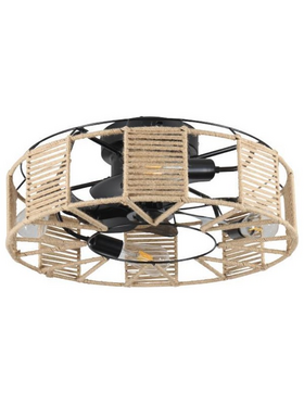 Ανεμιστηρας Οροφης με Πλεκτο Νημα Κανναβης 4xe27 με Κοντρολ φ55 dc 20w