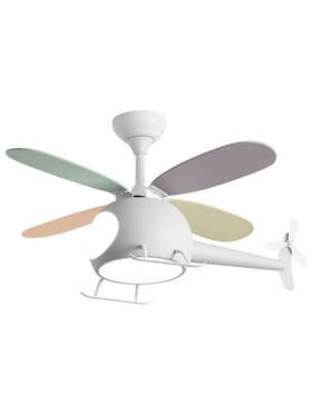 Ανεμιστηρας Οροφης Παιδικος Ελικοπτερακι Λευκος 29w με led φωσ 48w και Κοντρολ
