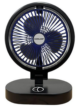 Ανεμιστηρας Γραφειου Επαναφορτιζομενος 360° με led φωσ φ16 Μαυρος