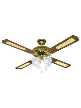 Ανεμιστηρας Οροφης με 4 Φωτα e27 Καφε Χρυσος Φ125 70w