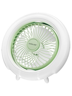 Ανεμιστηρας Γραφειου-Κρεμαστος Επαναφορτιζομενος φ16 4w με led φωσ Πρασινο Μεντας