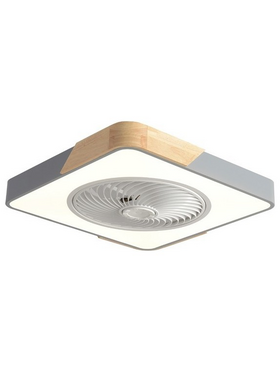 Ανεμιστηρας Πλαφονιερα Οροφης Τετραγωνος Γκρι με Ξυλο 50x50 dc Μοτερ 15w me led φωσ 41w