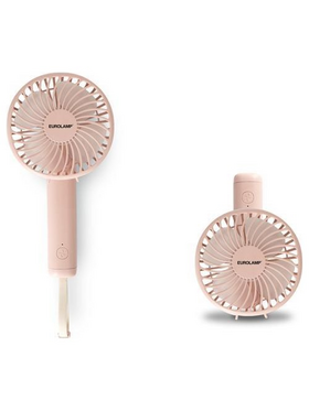 Ανεμιστηρας Χειρος Επαναφορτιζομενος με usb και Περιστροφη 180° φ9 ροζ