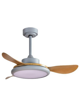 Ανεμιστηρας Οροφης Γκρι και Ξυλο με led φωσ και Κοντρολ Φ107 dc 35w