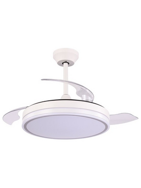 Ανεμιστηρας Οροφης Λευκος-Νικελ με Ανοιγοκλειομενες Φτερωτεσ,led φωσ και Κοντρολ Φ107 32w dc Moteρ