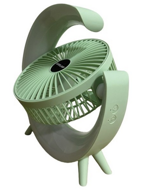 Ανεμιστηρας Γραφειου Επαναφορτιζομενος 5w Φ14,5 με led φωσ rgb Πρασινο Μεντας