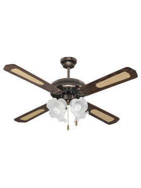 Ανεμιστηρας Οροφης με 4 Φωτα e27 Αντικε Μπρονζε Φ125 70w