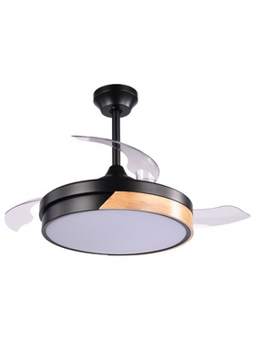 Ανεμιστηρας Οροφης Μαυρος με Ανοιγοκλειομενες Φτερωτες Φ107 Ηχειο Bluetooth led φωσ και Κοντρολ 32w dc Moteρ