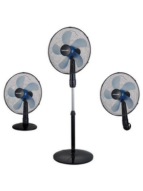 Ανεμιστηρας 3 σε1 Ορθοστατης-Επιτραπεζιος-Τοιχου Μαυρος φ40 50w με Τηλεχειριστηριο και Πληκτρολογιο Αφης