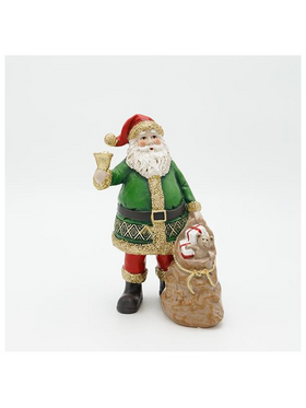 Αη Βασιλης Πολυρεζιν, με Πρασινη Φορεσια και Καμπανουλα, 13x19cm