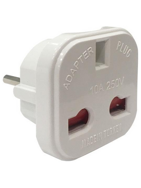 Ανταπτορας απο Schuko σε uk 10α Λευκος, με Προστασια Επαφων