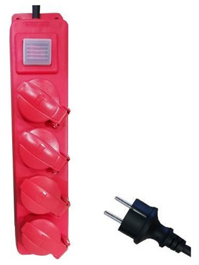 Πολυπριζο Στεγανο 4 Θεσεων Σουκο με Καλωδιο και Διακοπτη 3x1,5mm 1,5m με Προστασια Επαφων