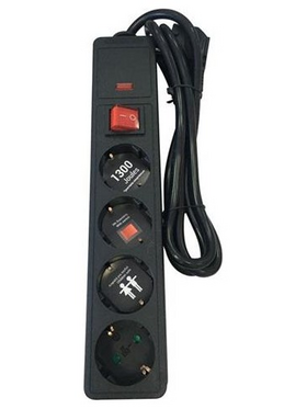 Πολυπριζο Υπερτασης 4 Θεσεων με Καλωδιο και Διακοπτη 1,5m, 3x1,5mm, με Προστασια Επαφων