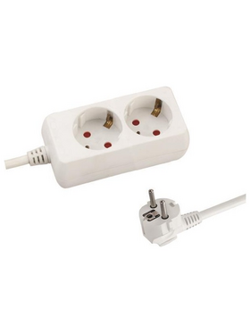 Πολυπριζο 2 Θεσεων με Καλωδιο 3x1,5mm 1,5m με Προστασια Επαφων