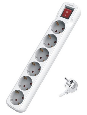 Πολυπριζο 6 Θεσεων με Καλωδιο και Διακοπτη 3x1,5mm 1,5m με Προστασια Επαφων