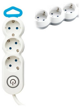 Πολυπριζο 3 Θεσεων με Καλωδιο Οβαλ και Διακοπτη 3x1,5mm 1,5m με Προστασια Επαφων