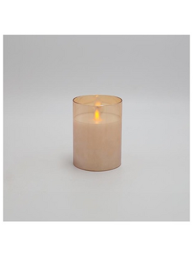 Κερι Μπαταριας, με Γυαλι, Μελι, με Χρονοδιακοπτη, 7,5x10cm