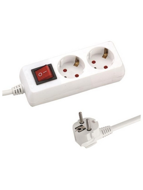 Πολυπριζο 2 Θεσεων με Καλωδιο και Διακοπτη 3x1,5mm 1,5m με Προστασια Επαφων