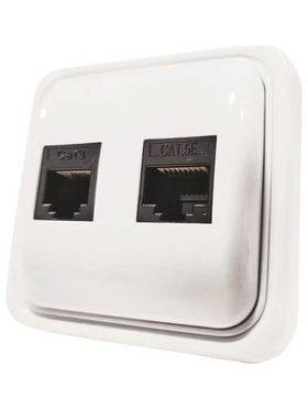 Πριζα Μινι Τηλεφωνου Διπλη Rj11 & Rj45 Λευκη Ip20