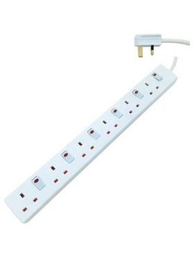 Πολυπριζο 6 Θεσεων uk με 6 Διακοπτες και Καλωδιο 3m 3x1,25mm με Προστασια Επαφων