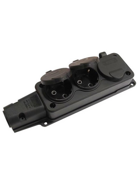 Πολυπριζο Καουτσουκ 3 Θεσεων Σκετο 16a Ip54 Μαυρο