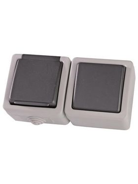 Διακοπτης α/r kai Πριζα Σουκο Γκρι Ip54